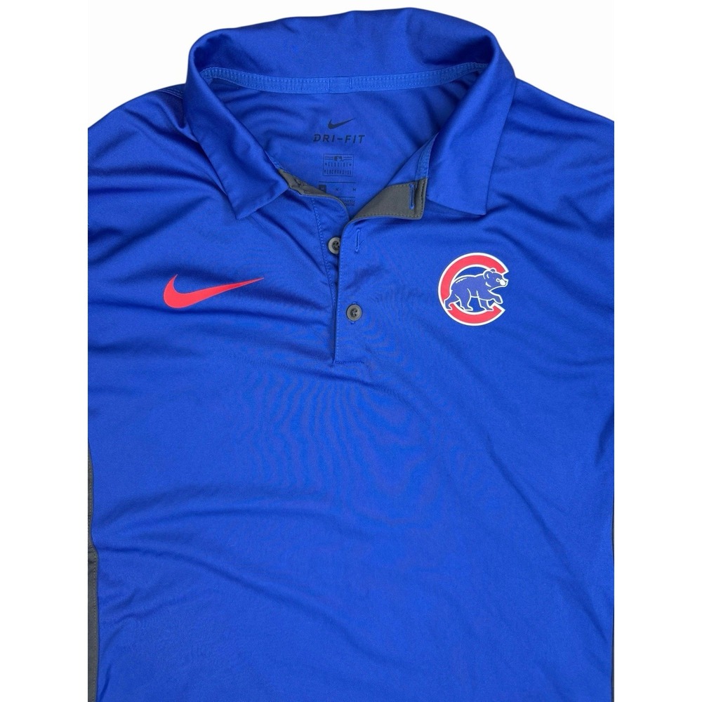 Nike Dri-FIT Chicago Cubs Mens Medium Blue Polo Shirt MLB Short Sleeve - Picture 2 of 10